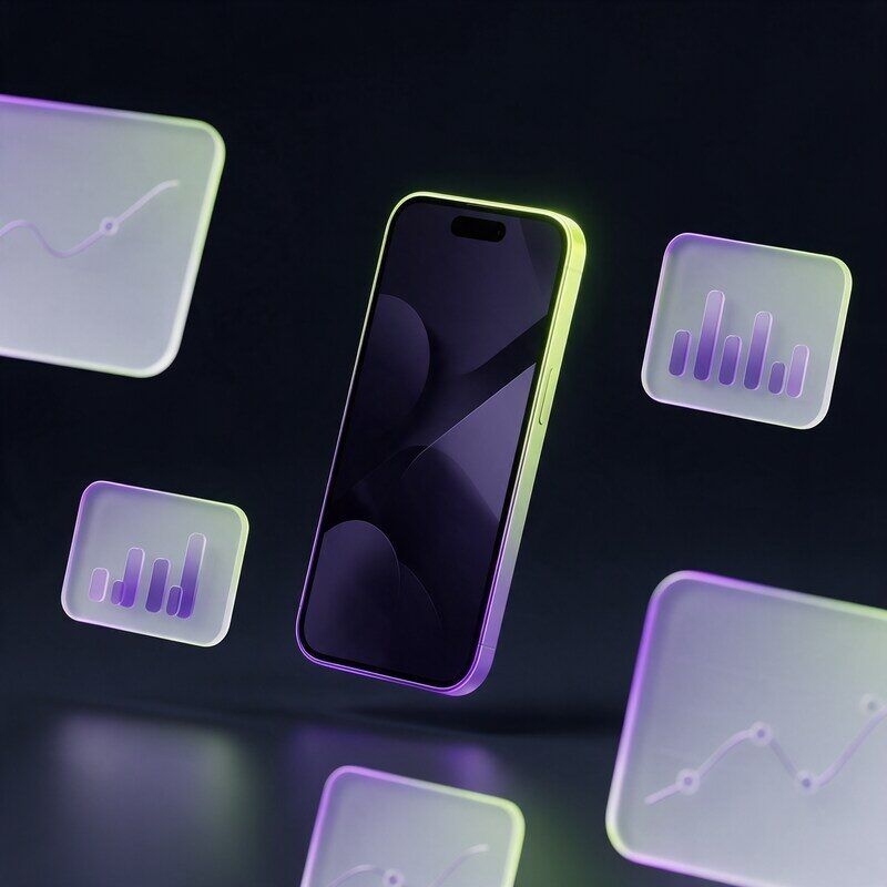 Yüzen telefon ve cam grafik kartları